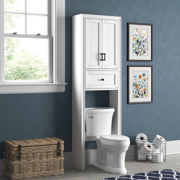 30 in. W 67 in. H x 11.4 in. D Wood Rectangular Over The Toilet Bathroom Shelf in White