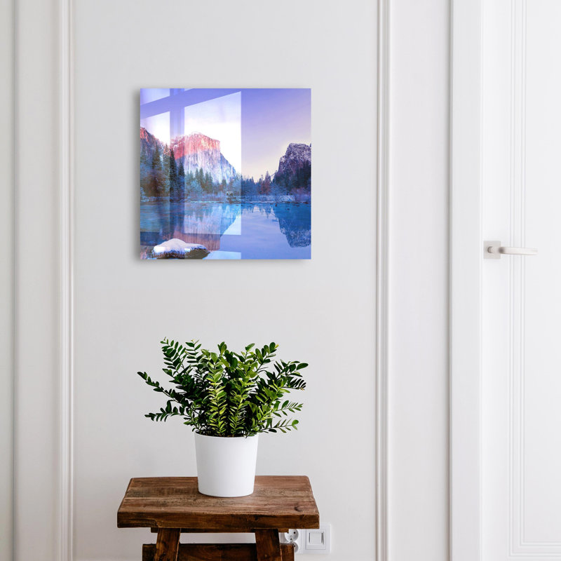 Key cabinet, Opens to the left, 30x30x5, Black, Mountains in the clouds reflected in the river and a quiet morning, 