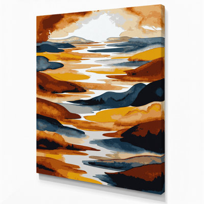 «Watercolor Landscape 73», art mural sur toile brune