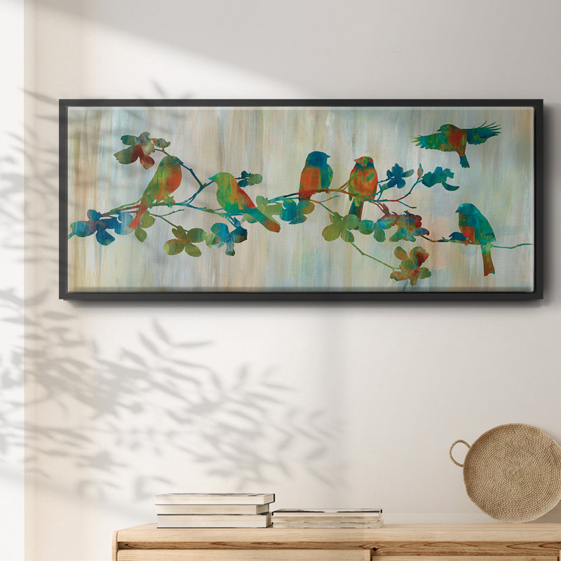 Oiseaux sur une branche - toile encadrée, H 20 po x l 50 po