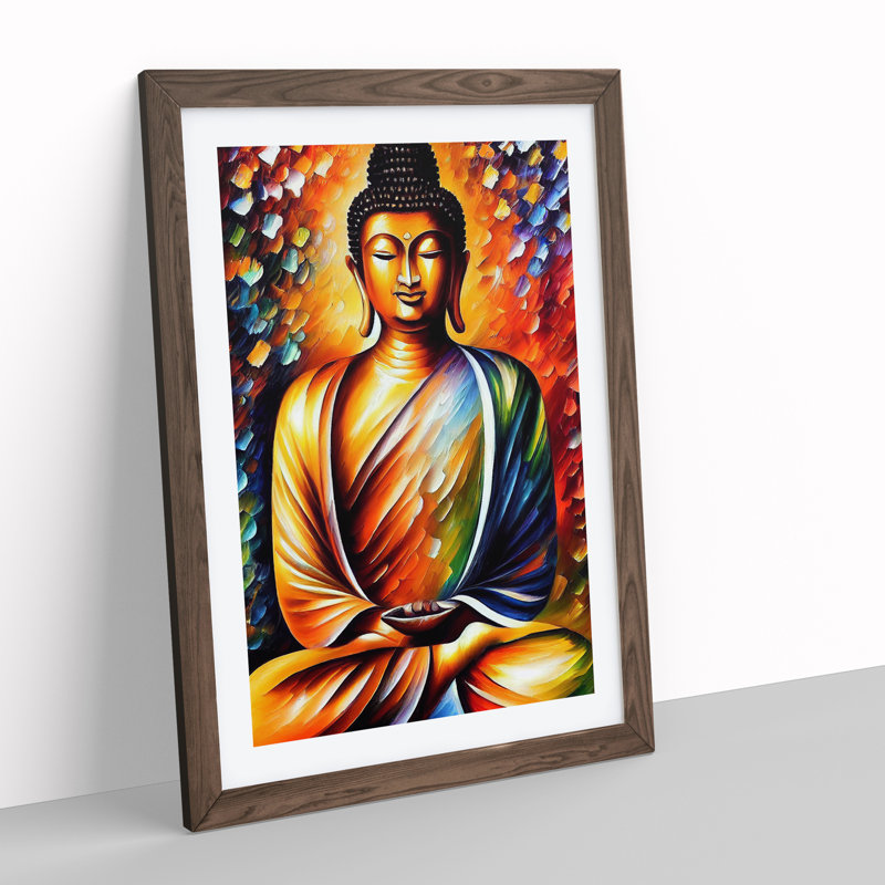 View Of Buddha No.5 - Print, Walnut Picture Frame, White, 66cm H x 48cm W