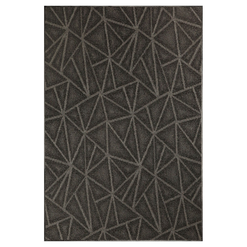 Tapis noir à motif géométrique Dickman, Rectangle 6 pi x 9 pi