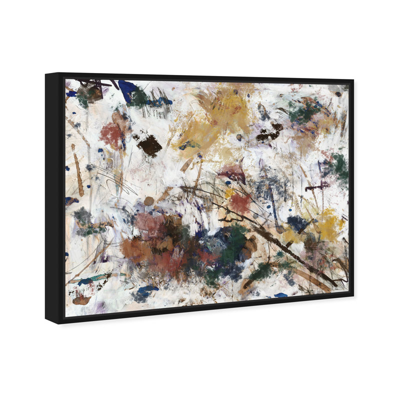 Elegant Bold Paint Splatters Print by Oliver Gal, 25" H x 29" W, Black Floater Framed