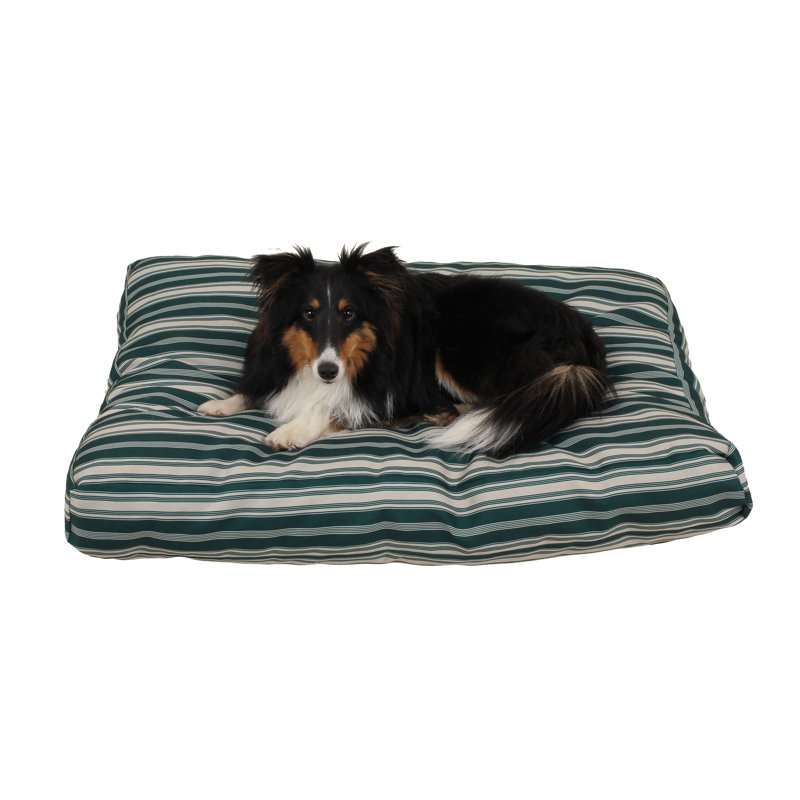 Indoor/Outdoor Striped Dog Bed in Green, Medium (36" W x 27" D x 4" H)