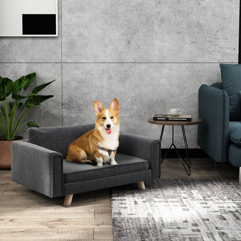 Raised Dog Bed, Outer Layer, Removable Cover, Gray Pet Couch, & Spacious, For Pets