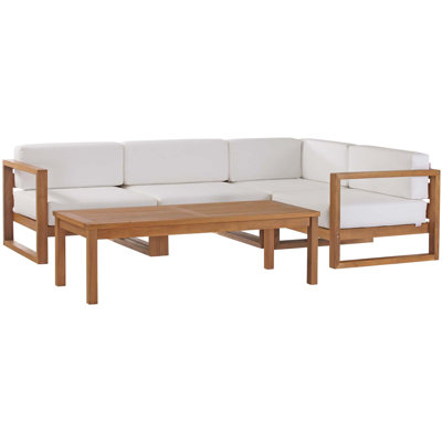 Upland Outdoor Patio Teak Wood 5-Piece Sectional Sofa Set by Modway