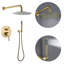 Ensemble de robinet de douche mural à double fonction 10 po avec pomme de douche à jet de pluie haute pression et pomme de douche à main, toutes les fonctions peuvent être utilisées simultanément