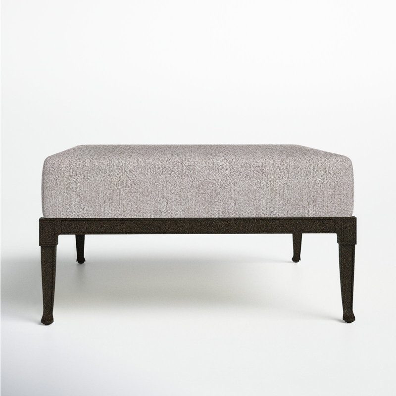 Wiltshire Outdoor Ottoman, Spectrum Denim Sunbrella® Plainweave, Chestnut Brown