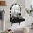 Floating Makeup Vanity Desk with 3-Color Lights, Wall-Mounted Dressing Table with Power Outlet and Large Storage-106043296