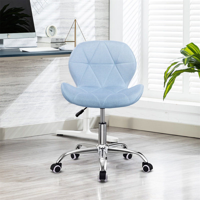 Erltrud Velvet Office Chair, Blue, Fabric