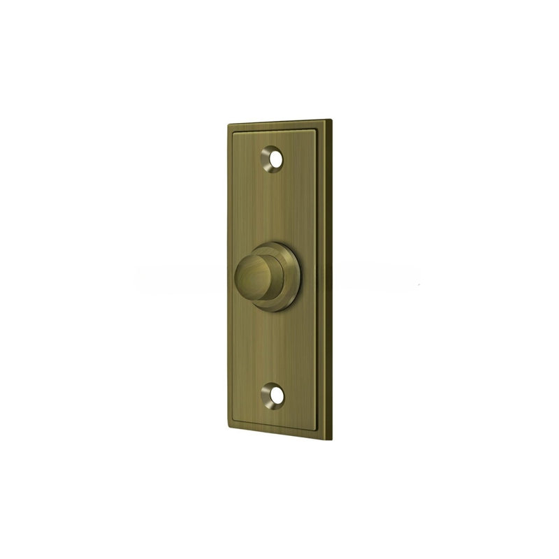 Deltana BBS333CR003 Bell Button, Rectangular Contemporary in PVD Polished Brass, Antique Brass