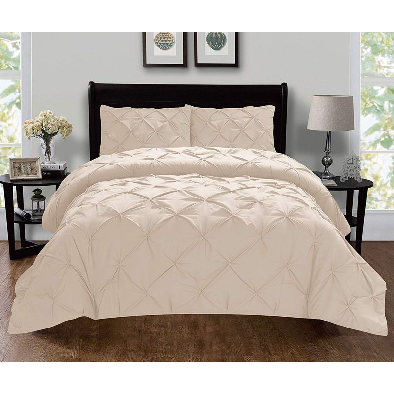 Damarius Polyester Duvet Cover, King/Cal. King Duvet Cover + 2 Shams, Cream