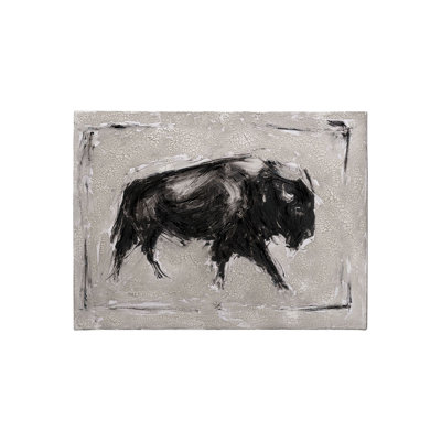 «Dynamic Bison I» par Ethan Harper, toile texturée embellie à la main