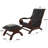Teak Wood Handmade Upholstered Leather Room Accent Chair with Ottoman with Scrollwork and High Back-1763483761
