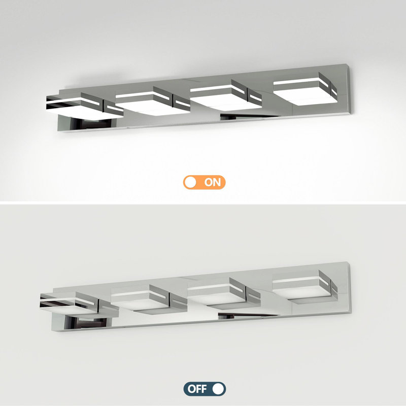 Éclairage de meuble-lavabo moderne en alliage de chrome à DEL, lampe murale pour salle de bain à 4 lumières, conception minimaliste, économie d'énergie, installation facile