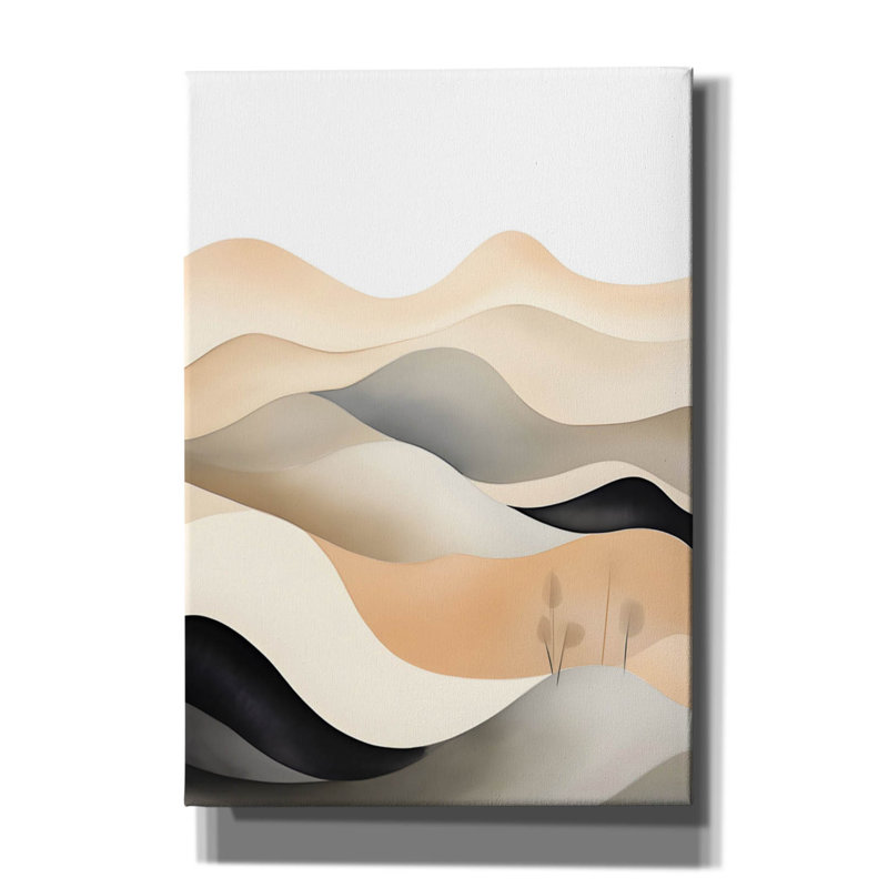 «Black & Beige Landscape 1» par Petals Prints Design, art mural sur toile, H 26 po x l 18 po x P 0,75 po