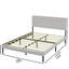 Grand lit plateforme blanc avec structure et tissu rembourrés modernes