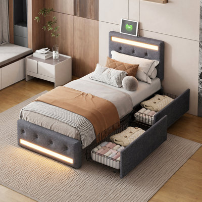 Upholstered Drawers Bed