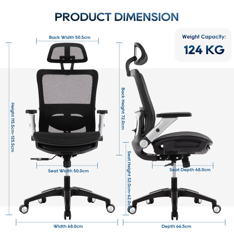 Hopeworth Ergonomic Mesh Office Chair with Adjustable Arms & Swivel Base
