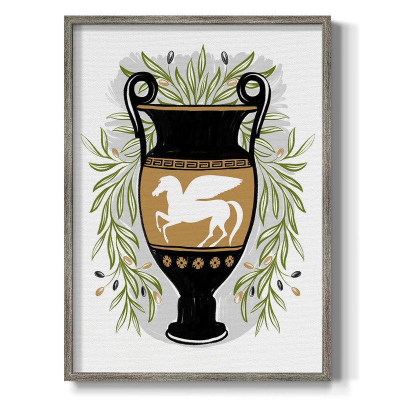 «Greek Vases III», reproduction encadrée - bois massif, H 11 po x l 9 po