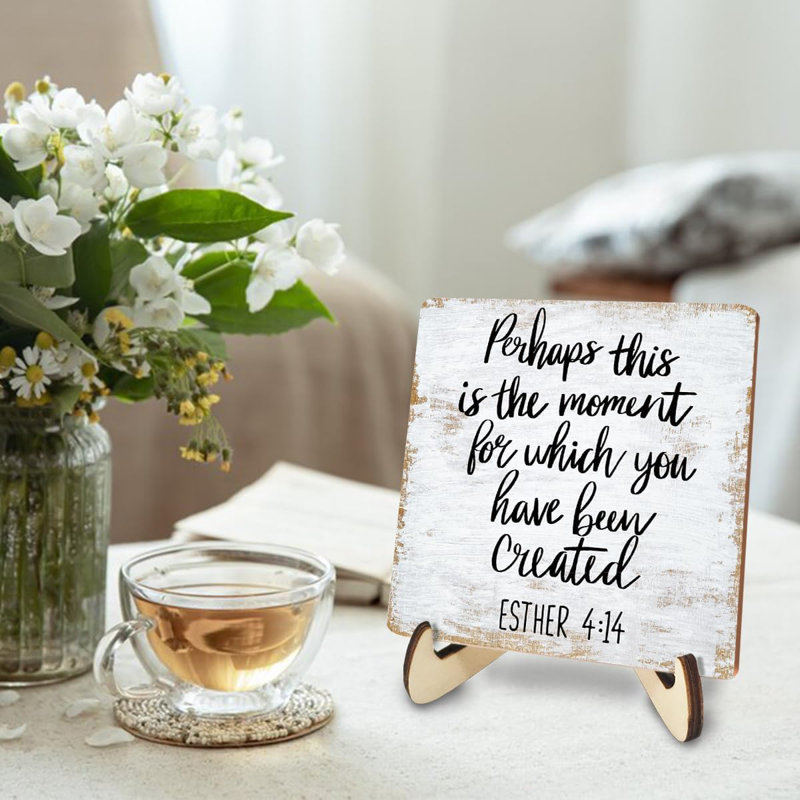 5.1" Rustic Wood Inspirational Table Sign