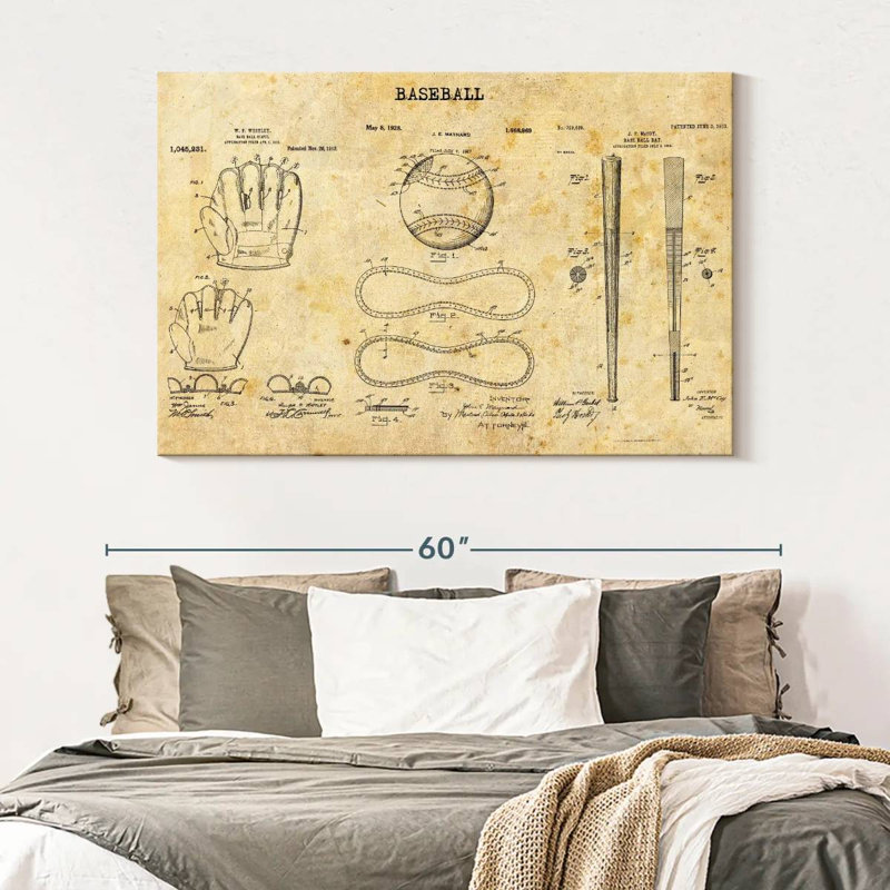 Baseball Compilation brevet sur toile, H 34 po x l 51 po x P 1,25 po