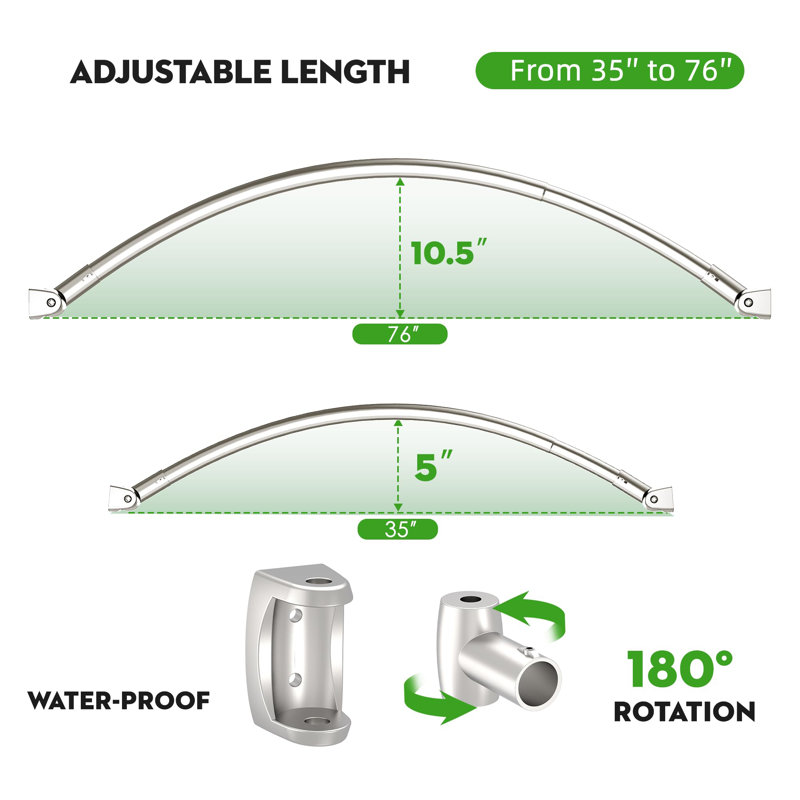 188cm Curved Shower Curtain Pole