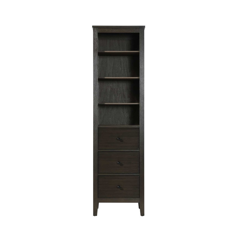 20 Inch Open Shelving Bath Storage Cabinet in Chocolate Oak, Chocolate Oak, 72" H x 20" W x 18" D