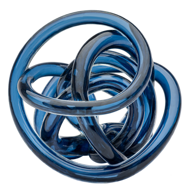 Holliman Decorative Glass Knot Colorful Abstract Decor Piece, Blue, 4" H x 4" W x 4" D