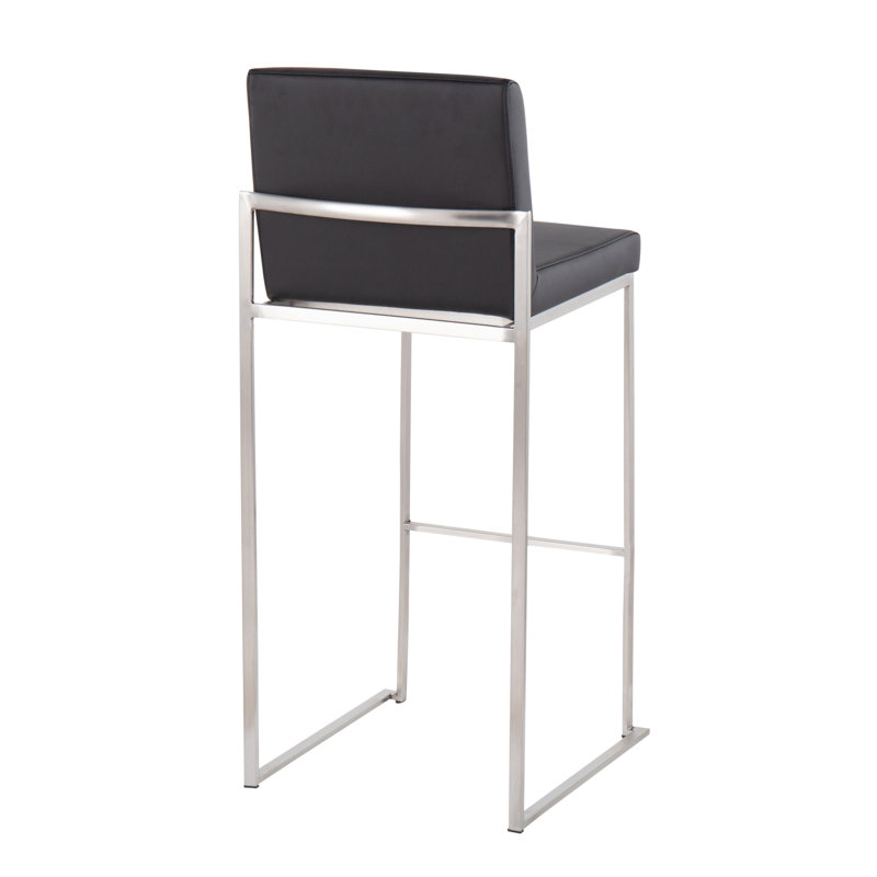 Tabouret de bar 30 po Fuji, 3, Noir, Argent argent
