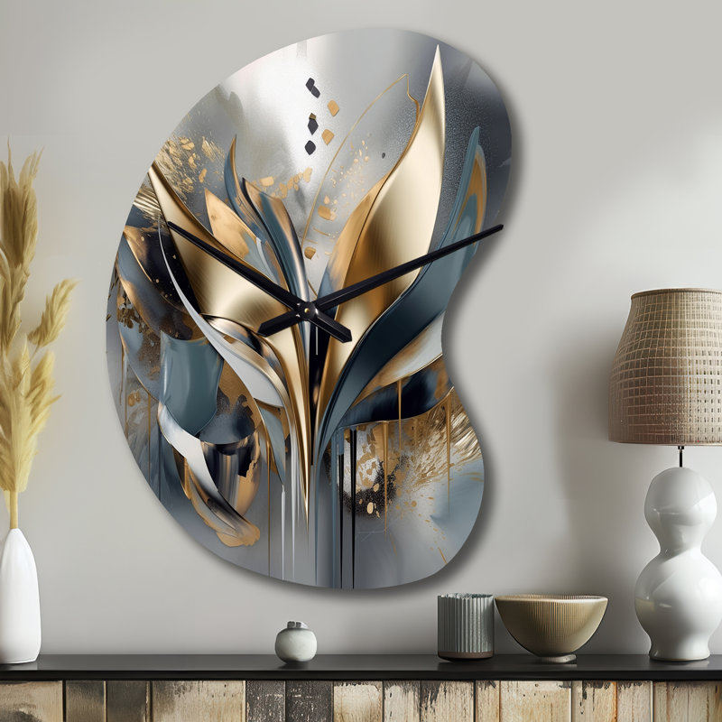 Abstract Shapes And Lines IV - Boom Shape Unique Abstract Marble Wall Clock, Small