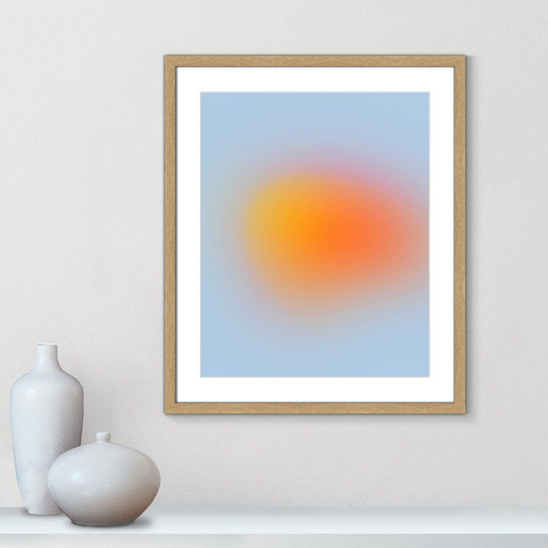 Imprimé néon orange brillant, Pas de tapis, Cadre photo simple en grain de bois naturel, H 25,5 po x l 21,5 po x P 1,25 po