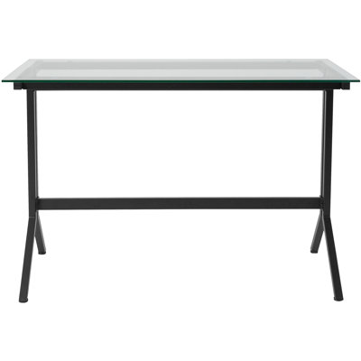 Glass Top Metal Base Computer Desk