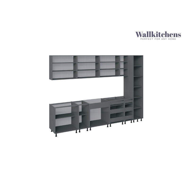 WALLKITCHENS FK-METROPOLITAN Panneau de fibres à densité moyenne (panneau de fibres à densité moyenne) l 132 x P 24 x H 96 ne s'applique pas à la cuisine complète en noir et blanc brillant 