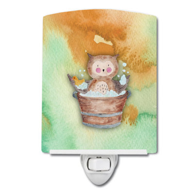 Owl Bathing Ceramic Night Light