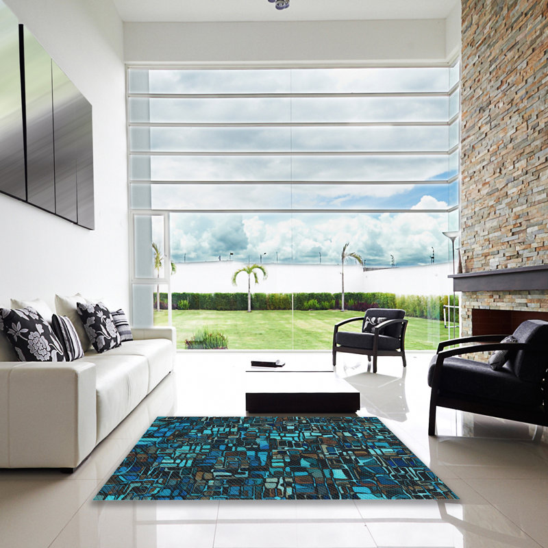 Tapis 100% à motifs lavables à la machine 2989 3426-LBL, Carré 4 pi