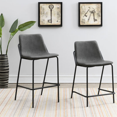 2 tabourets de hauteur de comptoir, gris et noir, repose-pieds pour un confort accru de 2 gris, rehaussé