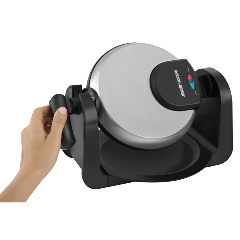 Black+Decker 4 waffle Black/Silver Stainless Steel Belgian Waffle Maker
