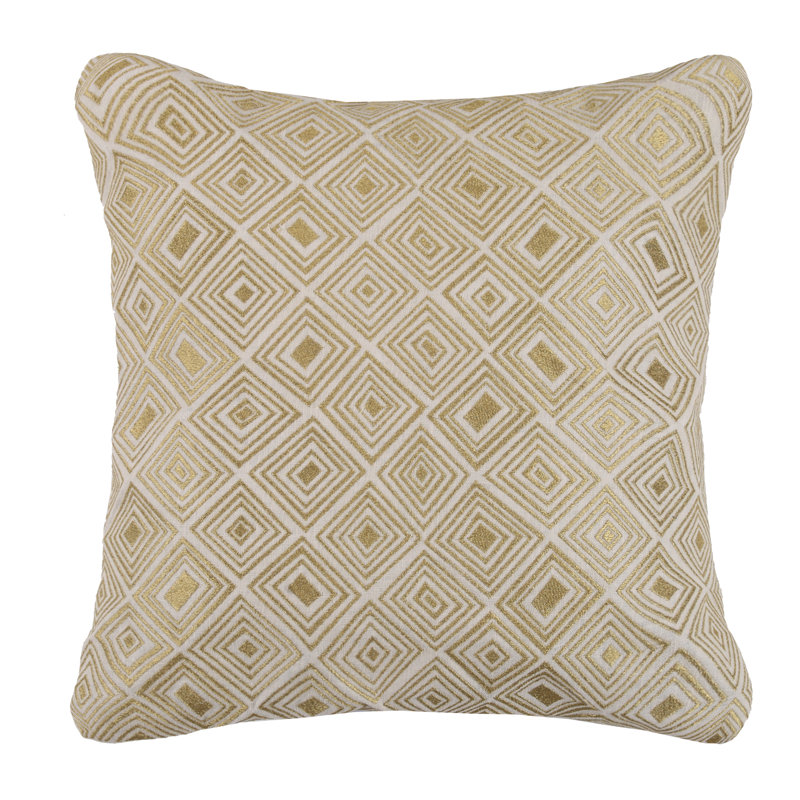 Embroidered Linen Throw Pillow, Gold
