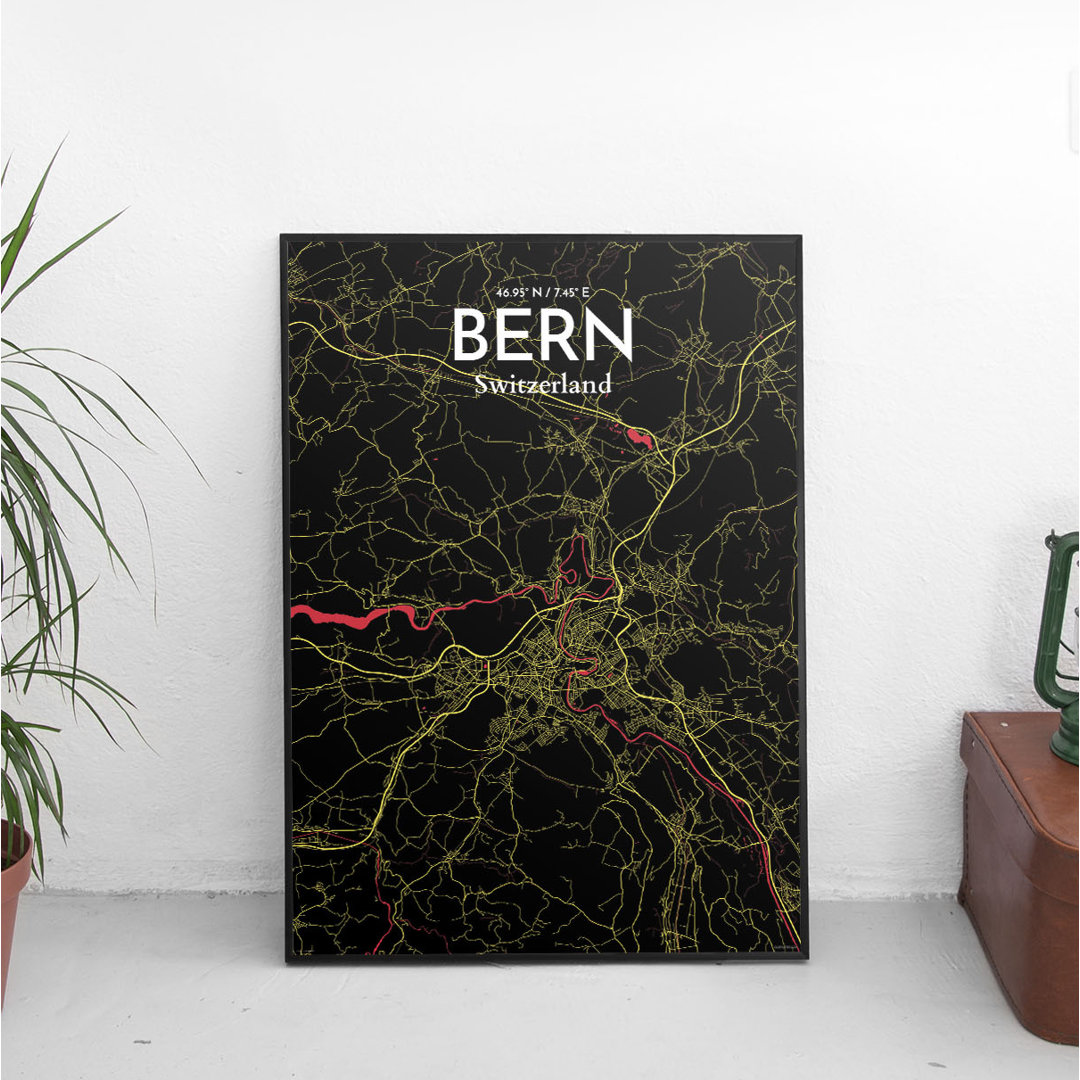 Bern City Map - No Frame Print