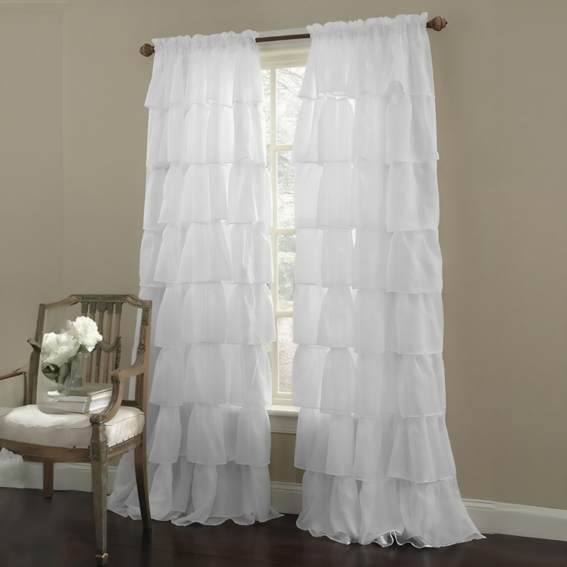 Paire de rideaux semi-transparents avec passe-tringle Azariah
