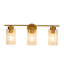 Luminaire de salle de bain 3 lumières en or brossé avec abat-jour en verre transparent - Applique murale de salle de bain moderne pour miroir, cuisine et couloir