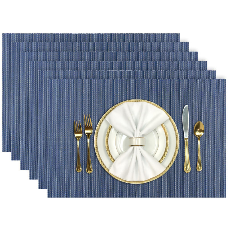 Ensemble de 6 napperons tissés - Tapis de table en vinyle PVC, résistant aux taches et à la chaleur Facile à nettoyer
