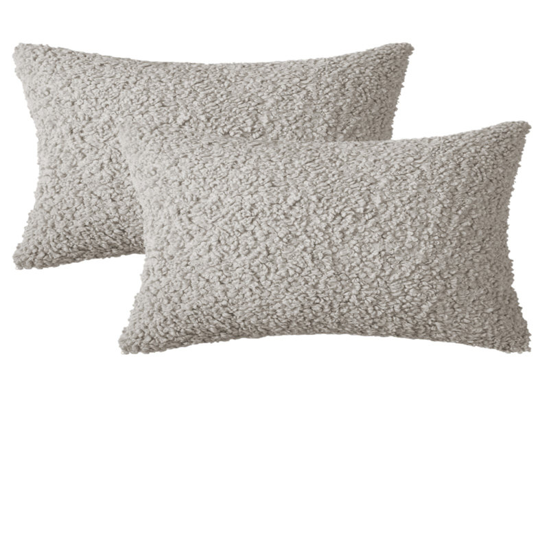 Ensemble de 2 housses de coussin en fausse fourrure de mouton, Café crème