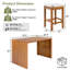 Ensemble de bar d'extérieur 5 pièces, table de bar en bois d'acacia et quatre tabourets avec coussins