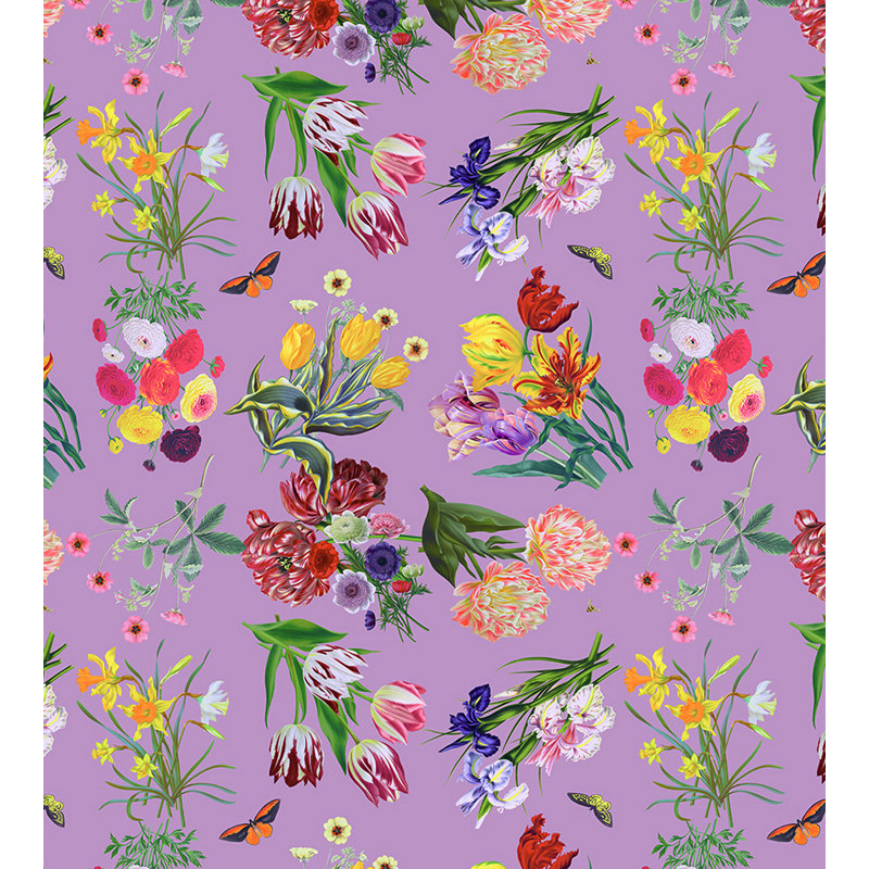Royal Delft Floral Metallic Wallpaper Roll, Purple