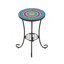 Table d'appoint de patio avec tablette, bleu + noir