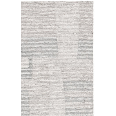 Johnpaul Ebony Hand Tufted Wool Cotton Abstract Rug in Grey/Beige