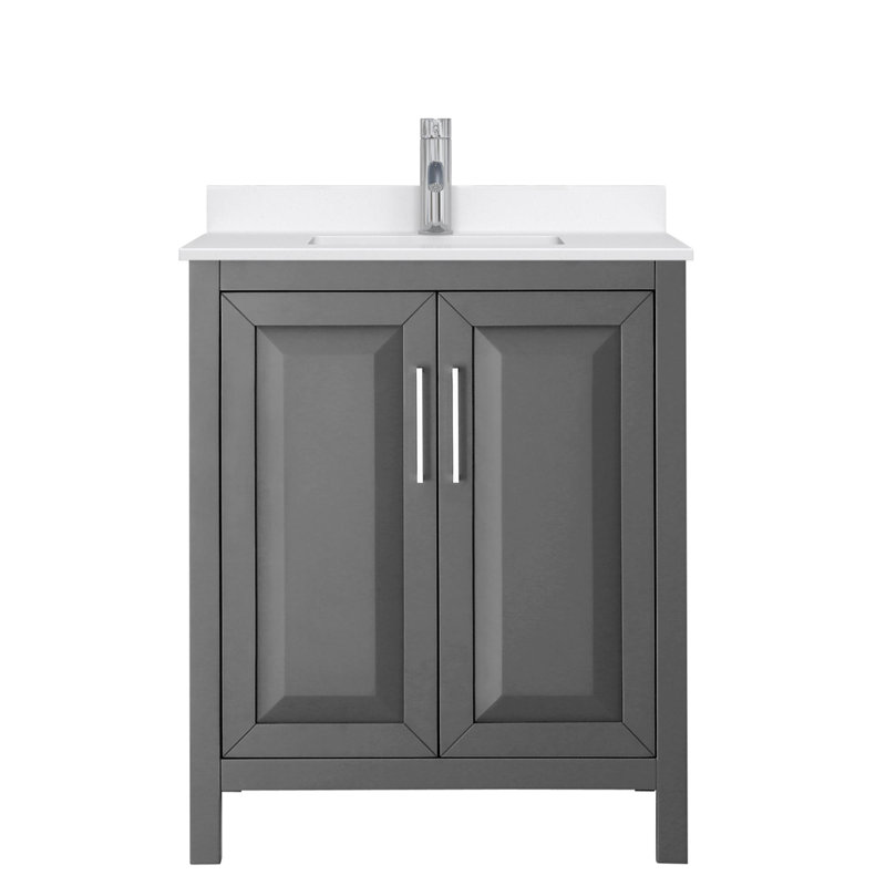 Daria 30'' W Vanity, Polished Chrome, Gray, White Quartz