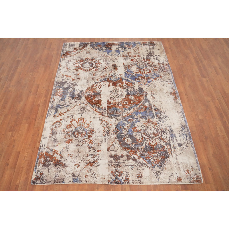 Abstract Distressed Look Area Rug 6x8
